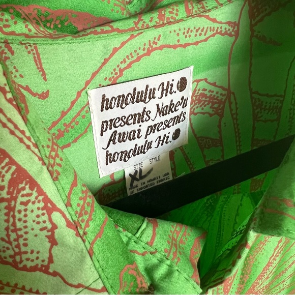 Nakeu Awai 3 Button Pullover Hawaiian Aloha Shirt Lauhala Print XL - Picture 3 of 4
